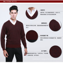 Yak Wool/Cashmere V Neck Pullover Long Sleeve Sweater/ Garment/Clothing/Knitwear